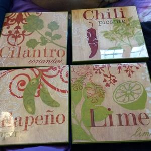 Art picture of cilantro  ,jalapeños, chili,lime, 55 for 4